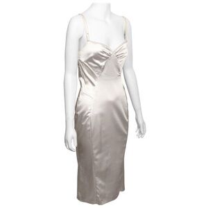 Vintage Dolce & Gabbana silver/ white satin slip dress